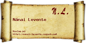 Nánai Levente névjegykártya